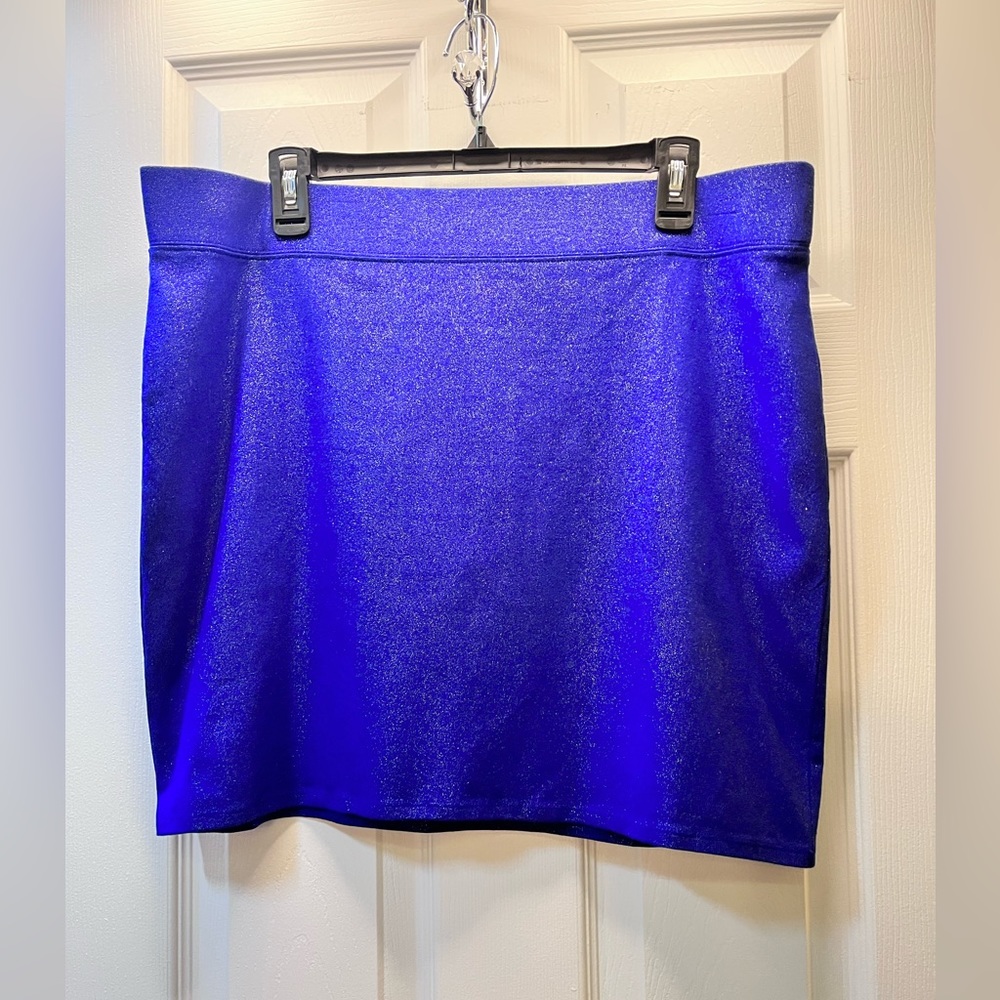 Rout 66 Original Clothing Co. Royal Blue Glittery Stretchy Mini Skirt XL NWOT